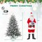 Costway 4.5/6/7 FT Flocked Christmas Tree with 8 Lighting Modes 160/260/350 Multi-Color LED Lights